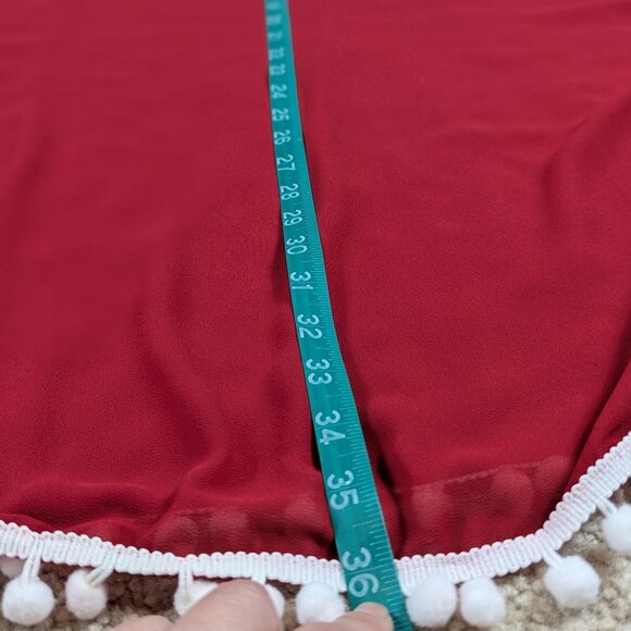 In'Voland Red Sheer Coverup with Pompoms - one size - Picture 6 of 7